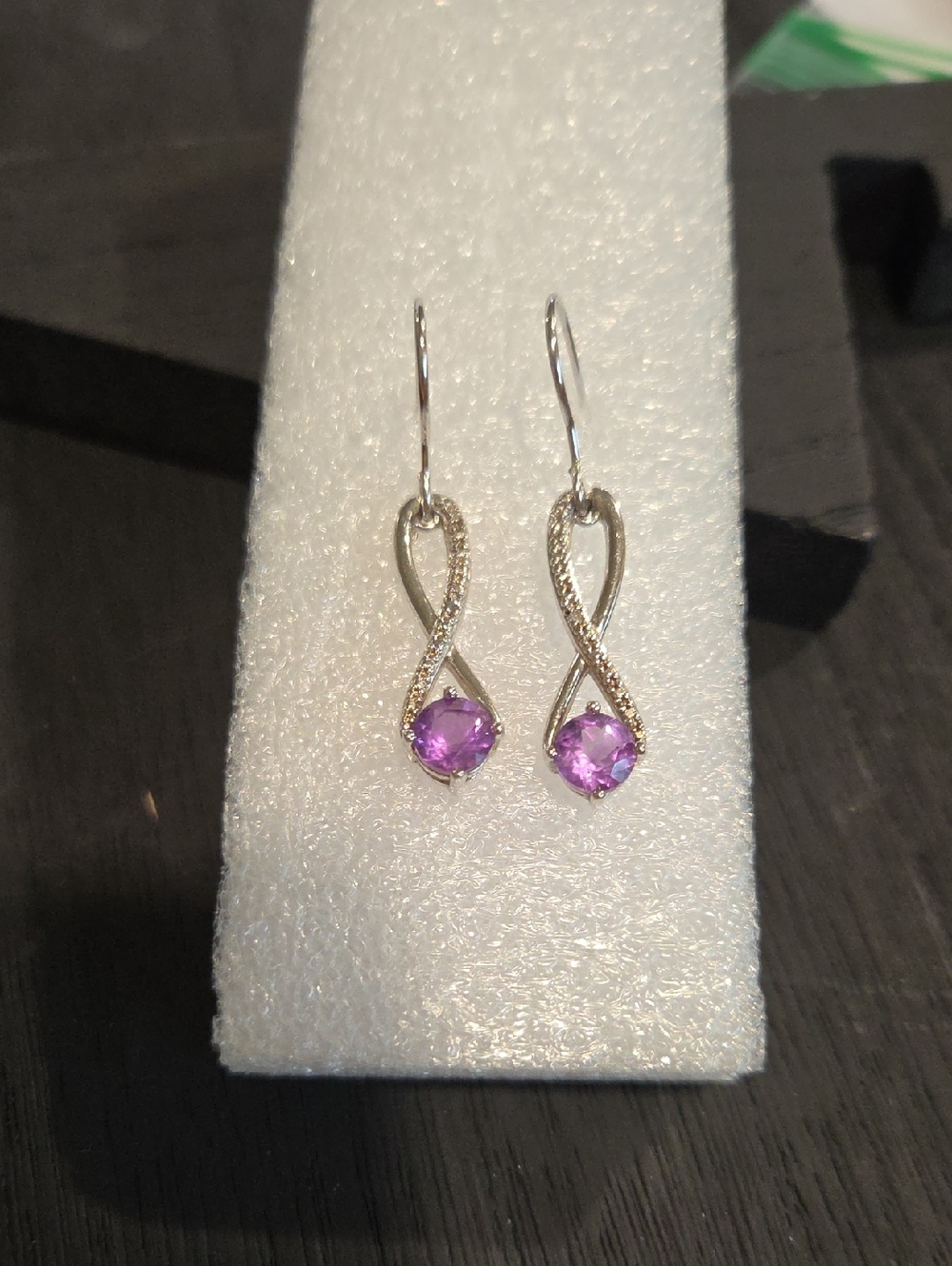 PAJ BB CHINA Infinity Drop Earrings with Purple Gemstones